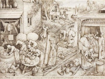 peasant Canvas - Prudence Flemish Renaissance peasant Pieter Bruegel the Elder